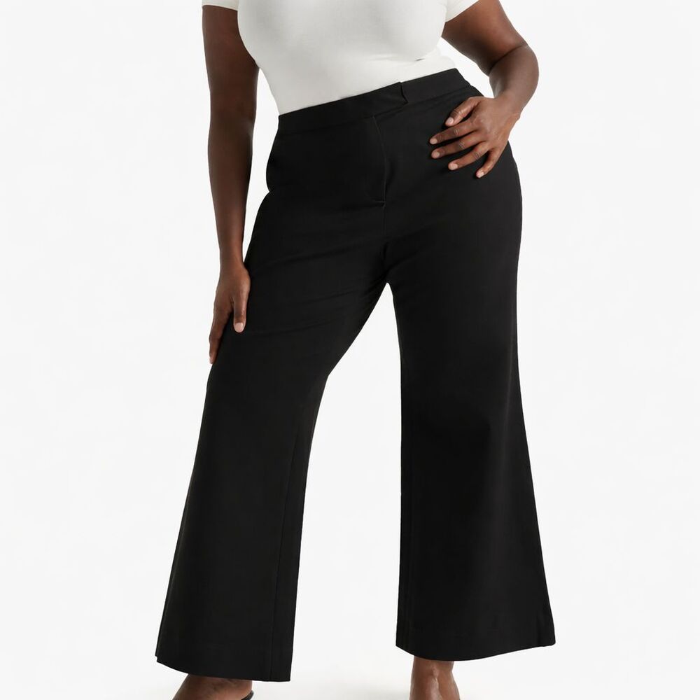 Pari Passu Black Dalita Ponte Knit Boot Cut Trousers Size 18 Shape C